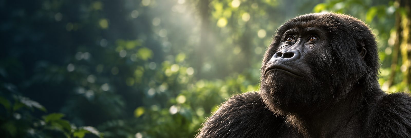A mountain gorilla in the forests of Bwindi, Uganda