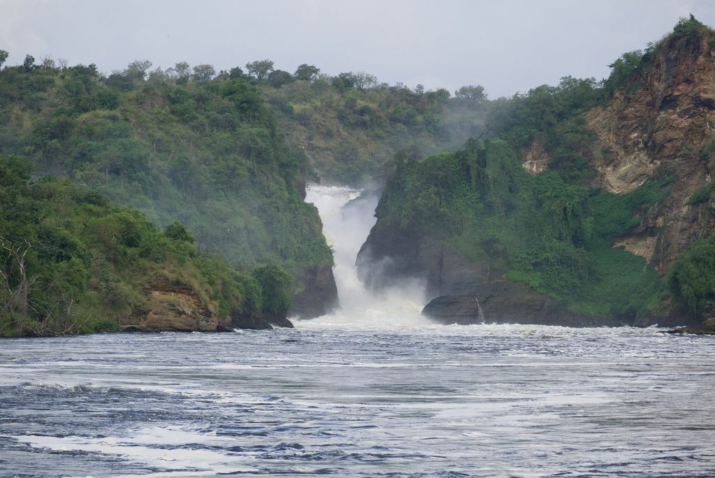 The Nile forced through the narrow gorge at Murchison Falls
